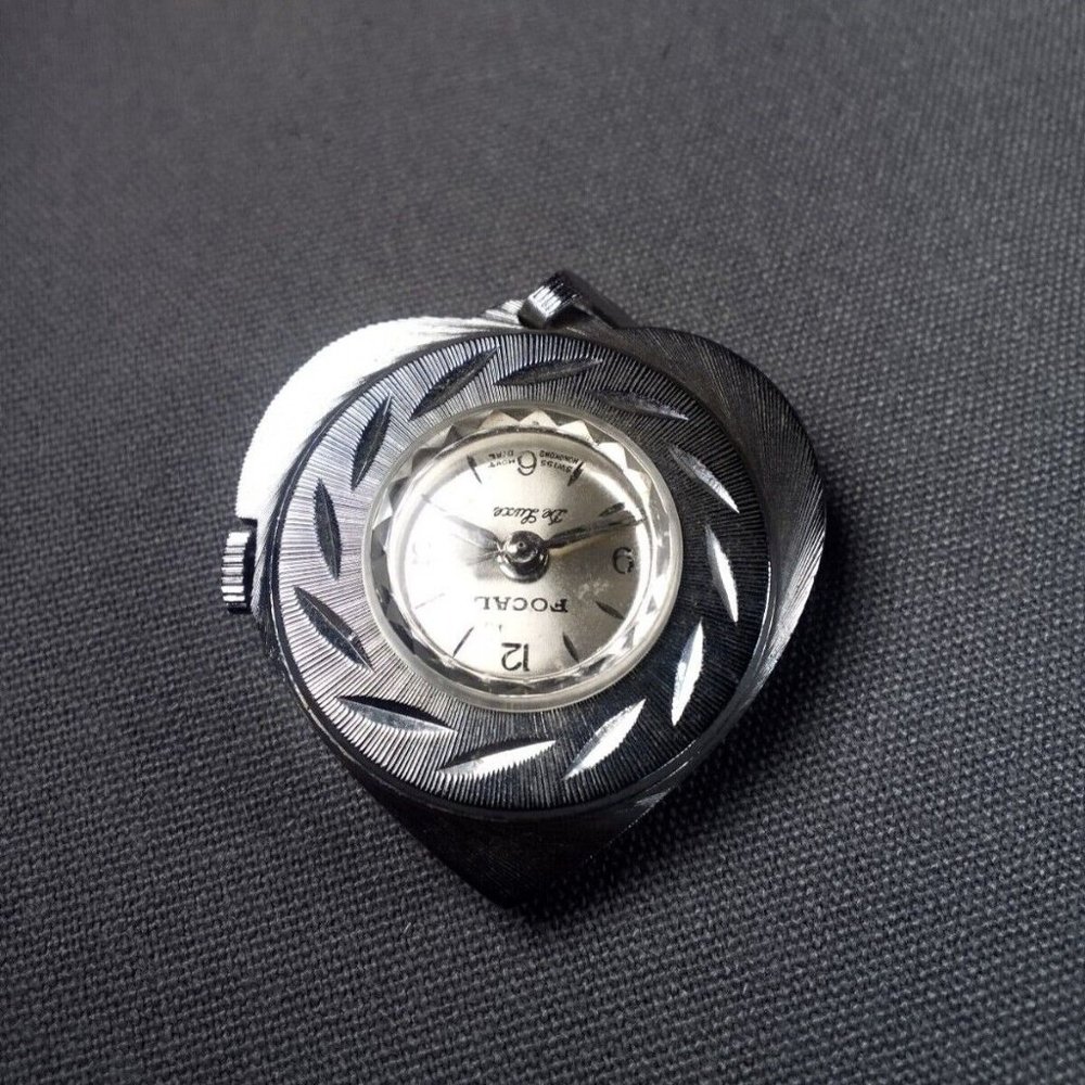 Focal De‎ Luxe Silver Tone Swiss Movt Dial Watch Pendant for Necklace